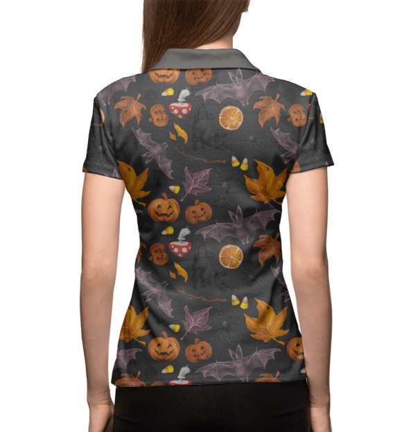 Женское поло с изображением Halloween - Autumn Holiday цвета Белый