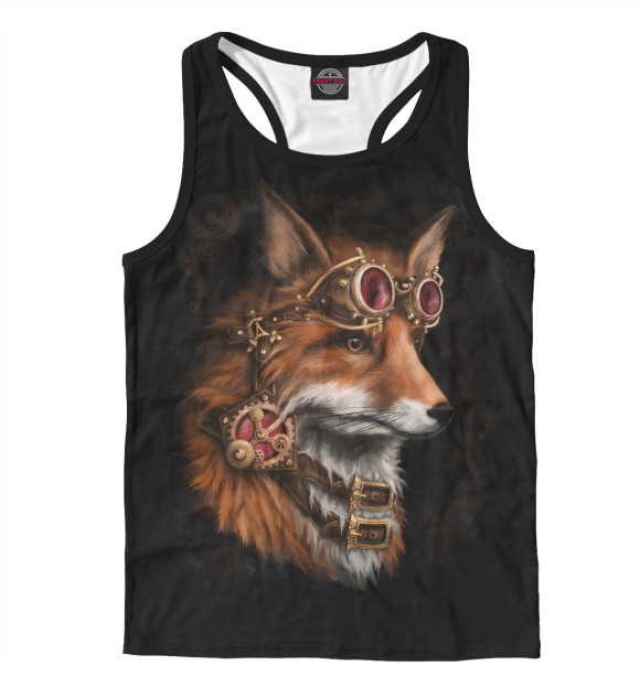 Мужская майка-борцовка с изображением Рыжий Лис цвета Белый