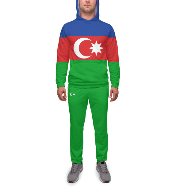 Мужской спортивный костюм с изображением Азербайджан цвета Белый