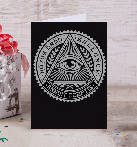Открытка с изображением illuminati цвета Белый