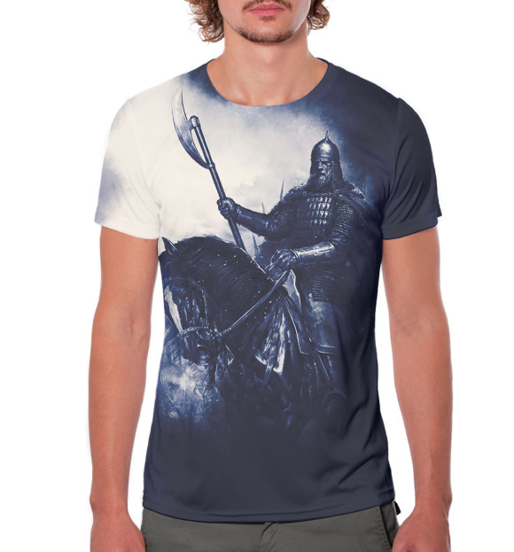 Мужская футболка с изображением Богатырь цвета Белый