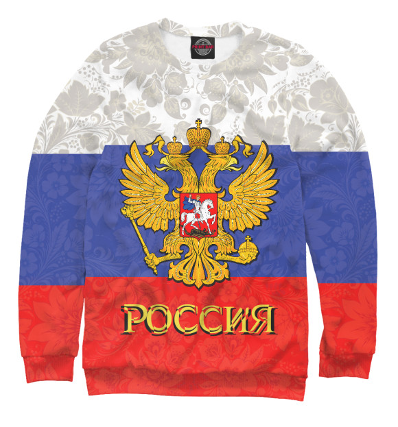 Свитшот для девочек с изображением Россия цвета Белый