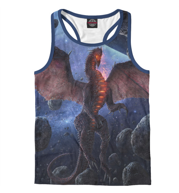 Мужская майка-борцовка с изображением Дракон цвета Белый