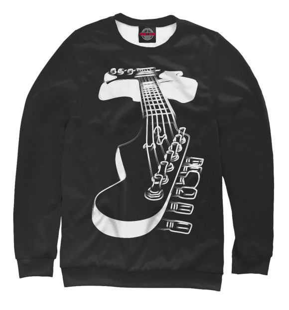 Мужской свитшот с изображением Гитара цвета Белый