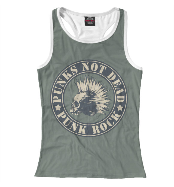 Женская майка-борцовка с изображением Punks not dead цвета Белый