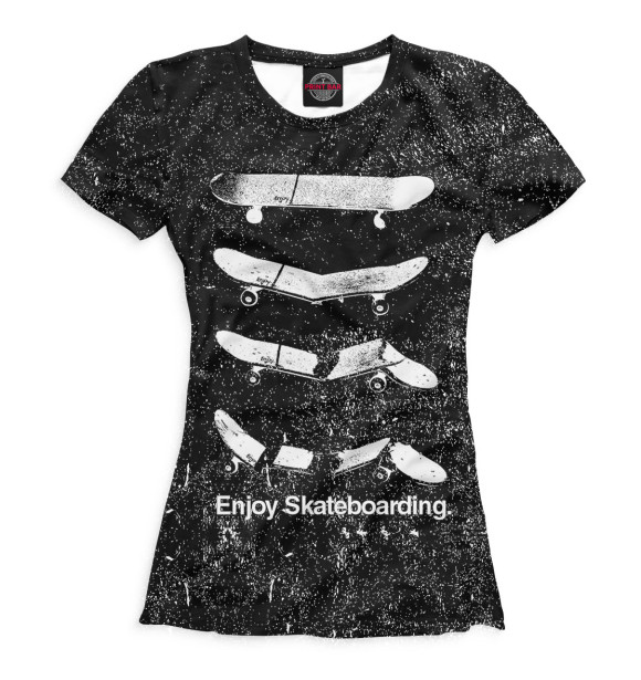 Женская футболка с изображением Enjoy Skateboarding цвета Белый