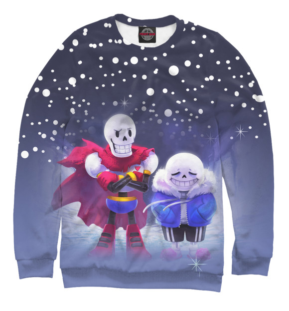 Свитшот для мальчиков с изображением Undertale / Папирус и Санс цвета Белый