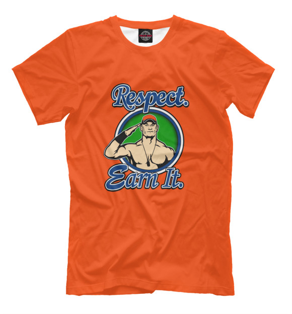 Мужская футболка с изображением Джон Сина Respect Earn It цвета Оранжевый