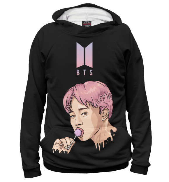 Мужское худи с изображением BTS психоделика цвета Белый