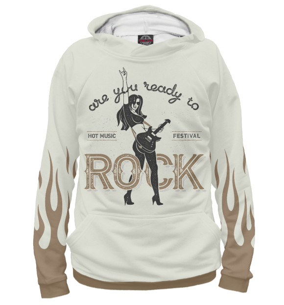 Женское худи с изображением Rock цвета Белый