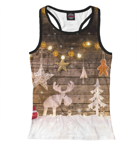 Женская майка-борцовка с изображением Новогодние украшения цвета Белый