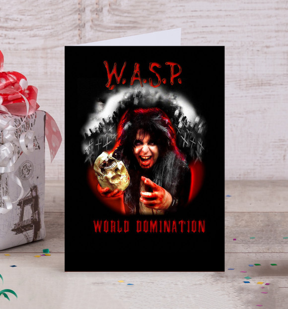 Открытка с изображением W.A.S.P. Band цвета Белый