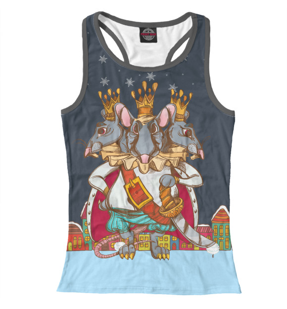 Женская майка-борцовка с изображением Мышиный король цвета Белый