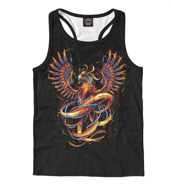 Мужская майка-борцовка с изображением Феникс цвета Белый