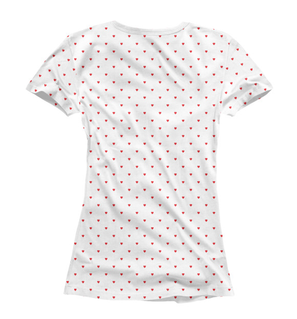 Женская футболка с изображением Сердечки горошек красные цвета Белый