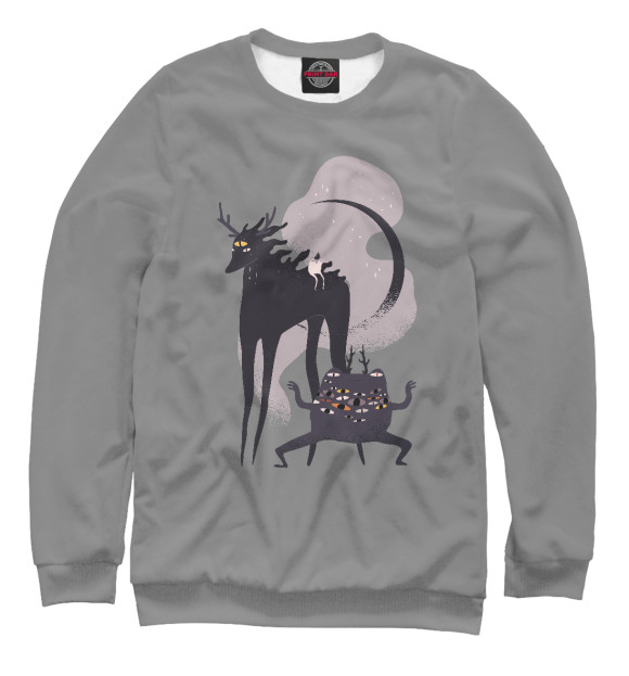 Женский свитшот с изображением Halloween creatures цвета Белый