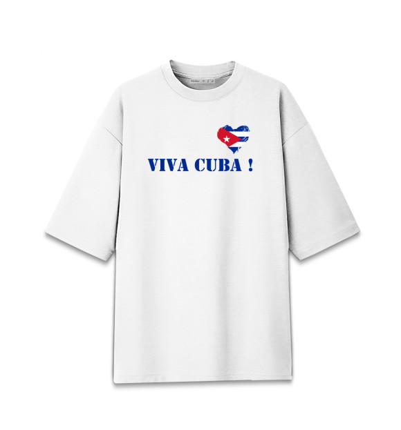 Женская футболка оверсайз с изображением Viva Cuba! цвета Белый