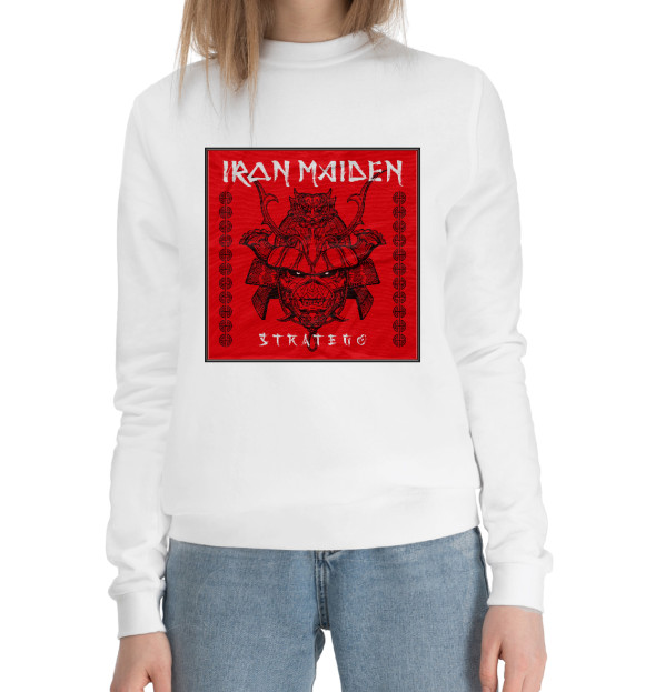 Женский хлопковый свитшот с изображением Iron Maiden цвета Белый