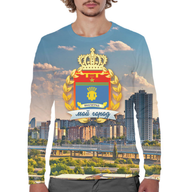 Мужской свитшот с изображением Волгоград цвета Белый