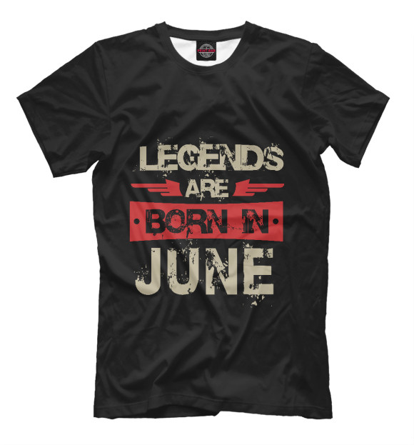 Мужская футболка с изображением Легенды рождаются в июне цвета Черный