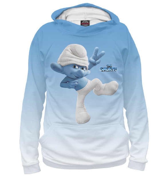 Мужское худи с изображением Смурфики цвета Белый