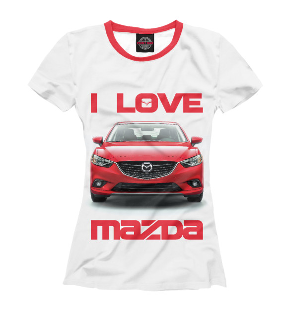 Футболка для девочек с изображением I love MAZDA цвета Белый