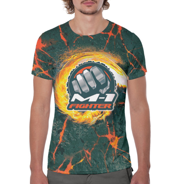 Мужская футболка с изображением M-1 Fighter цвета Белый