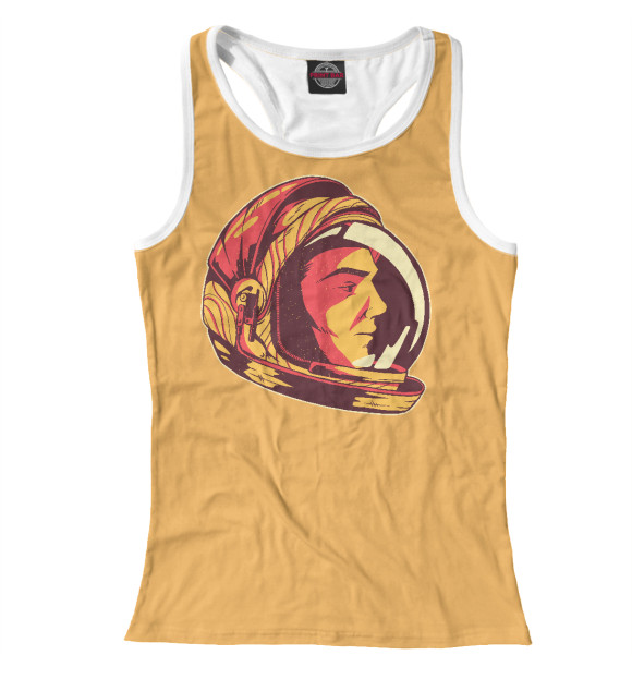 Женская майка-борцовка с изображением Ретро астронавт цвета Белый