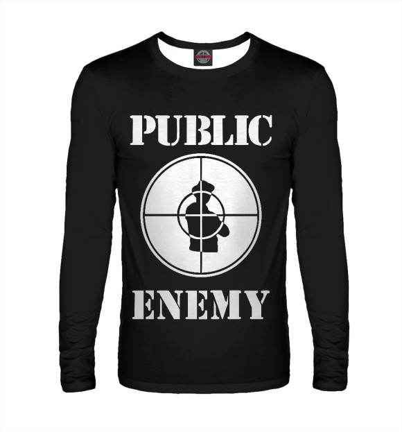 Мужской лонгслив с изображением Public Enemy цвета Белый