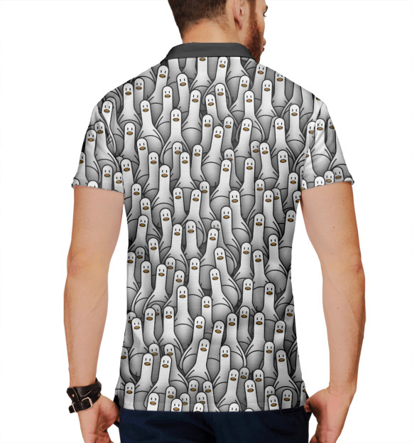 Мужское поло с притом Гуси цвета Белый Мужское поло с изображением Гуси цвета Белый