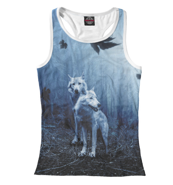 Женская майка-борцовка с изображением Волки цвета Белый