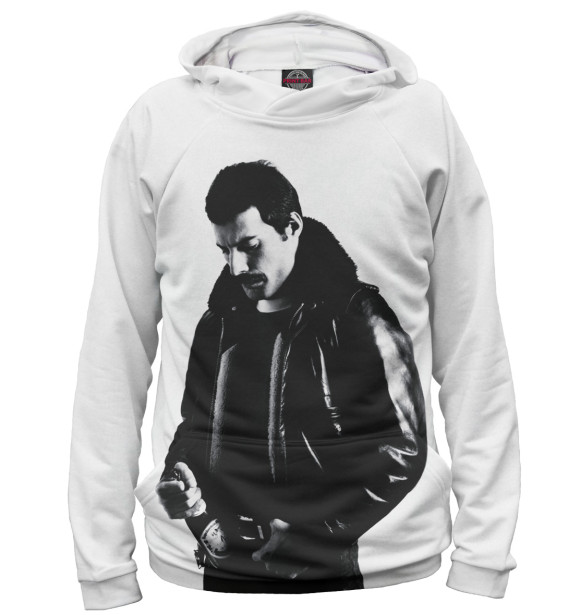 Мужское худи с изображением Freddie Mercury цвета Белый