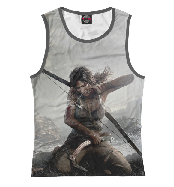 Женская майка с изображением Tomb Raider цвета Белый