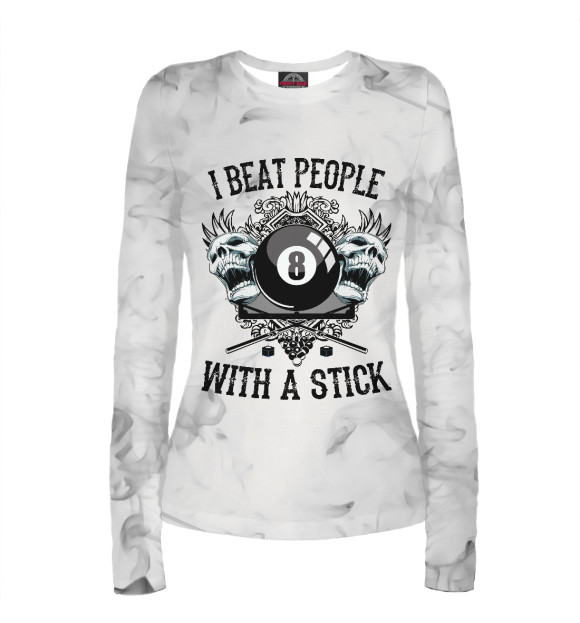 Женский лонгслив с изображением I Beat People Whith a Stick цвета Белый