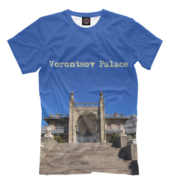 Мужская футболка с изображением Воронцовский дворец цвета Грязно-голубой