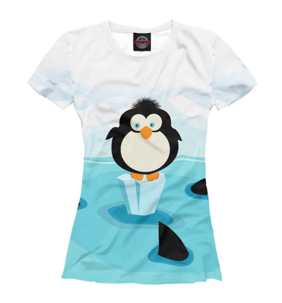Футболка для девочек с изображением Пингвинчик цвета Белый