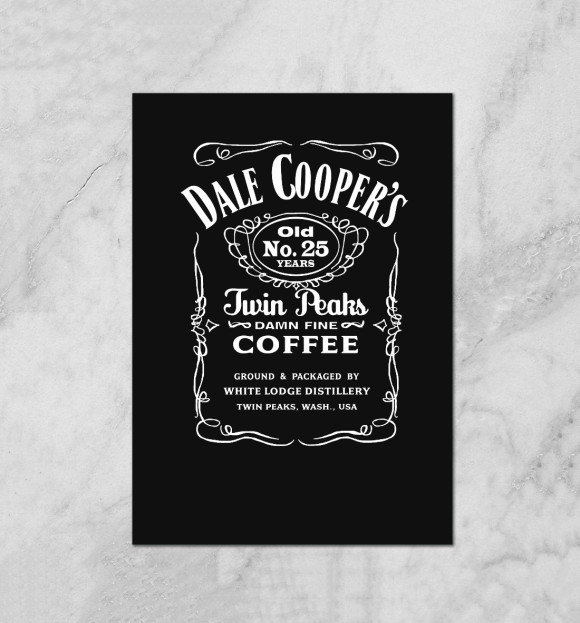 Плакат с изображением Dale Cooper Whiskey цвета Белый