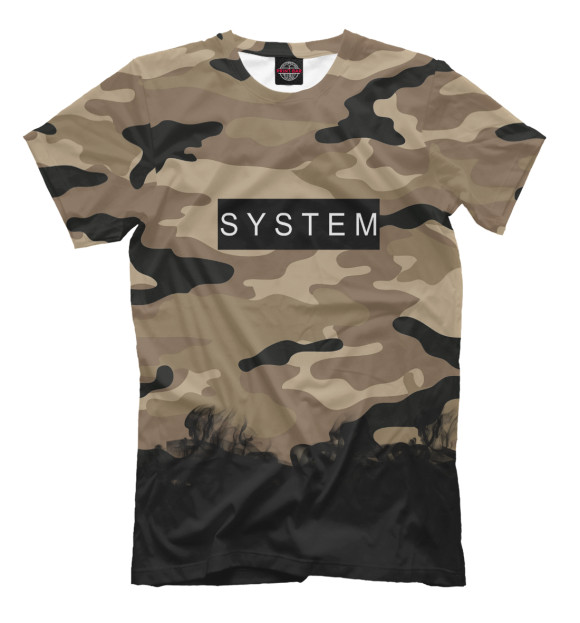 Мужская футболка с изображением SYSTEM Black цвета Молочно-белый
