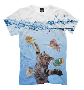 Мужская футболка Кот рыболов