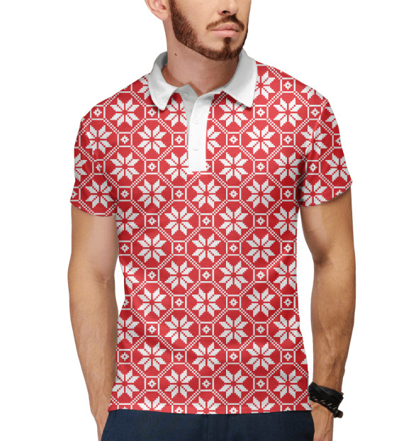 Мужское поло с изображением Алатырь цвета Белый