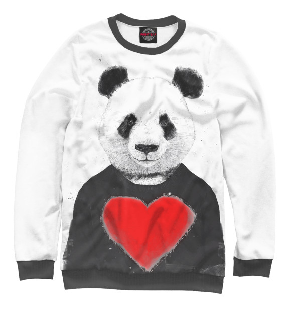 Свитшот для девочек с изображением Влюбленная панда цвета Белый