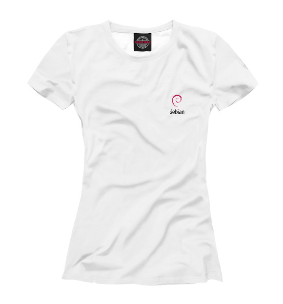 Женская футболка с изображением Debian White цвета Белый