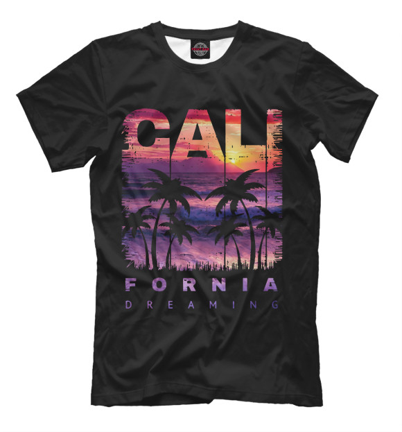 Мужская футболка с изображением Калифорния цвета Черный