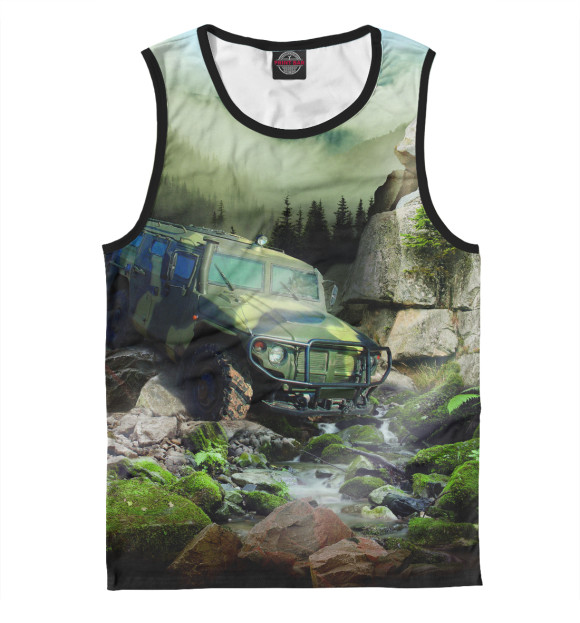 Майка для мальчика с изображением Бронеавтомобиль Тигр цвета Белый