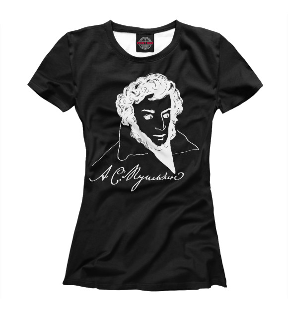 Женская футболка с изображением А. С. Пушкин цвета Белый