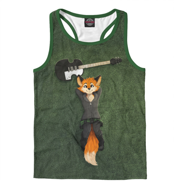 Мужская майка-борцовка с изображением Rocking Fox цвета Белый