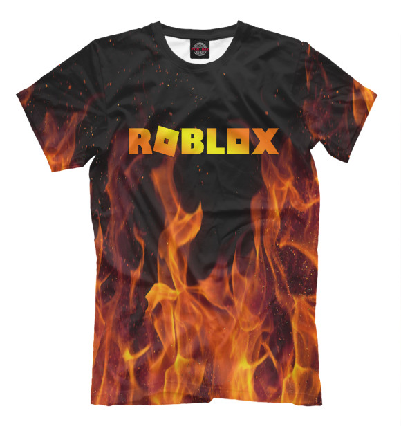 Мужская футболка с изображением Roblox Fire цвета Белый