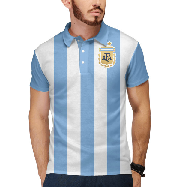 Мужское поло с изображением Аргентина цвета Белый