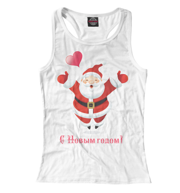 Женская майка-борцовка с изображением С Новым годом цвета Белый