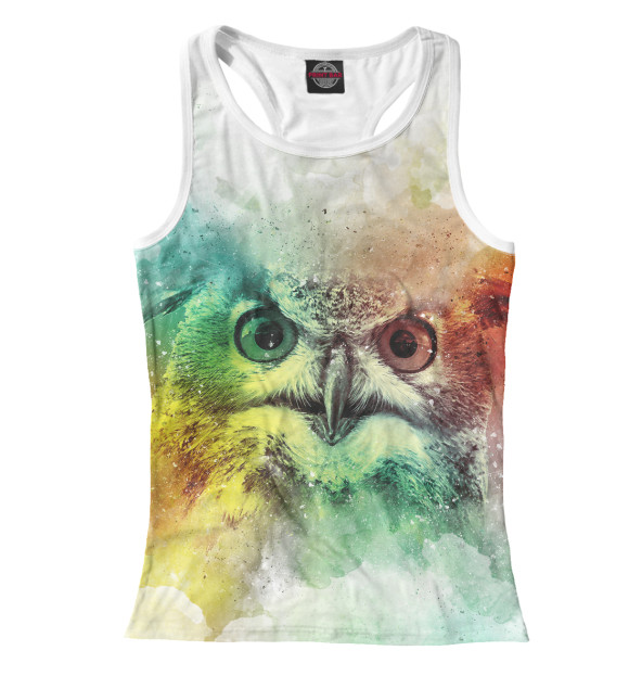 Женская майка-борцовка с изображением Сова цвета Белый